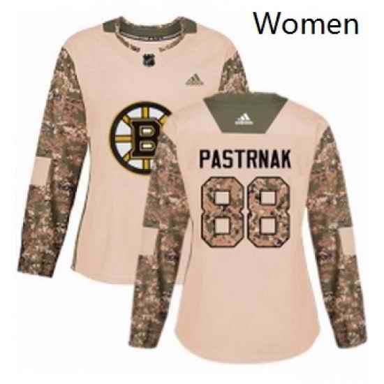 Womens Adidas Boston Bruins 88 David Pastrnak Authentic Camo Veterans Day Practice NHL Jersey